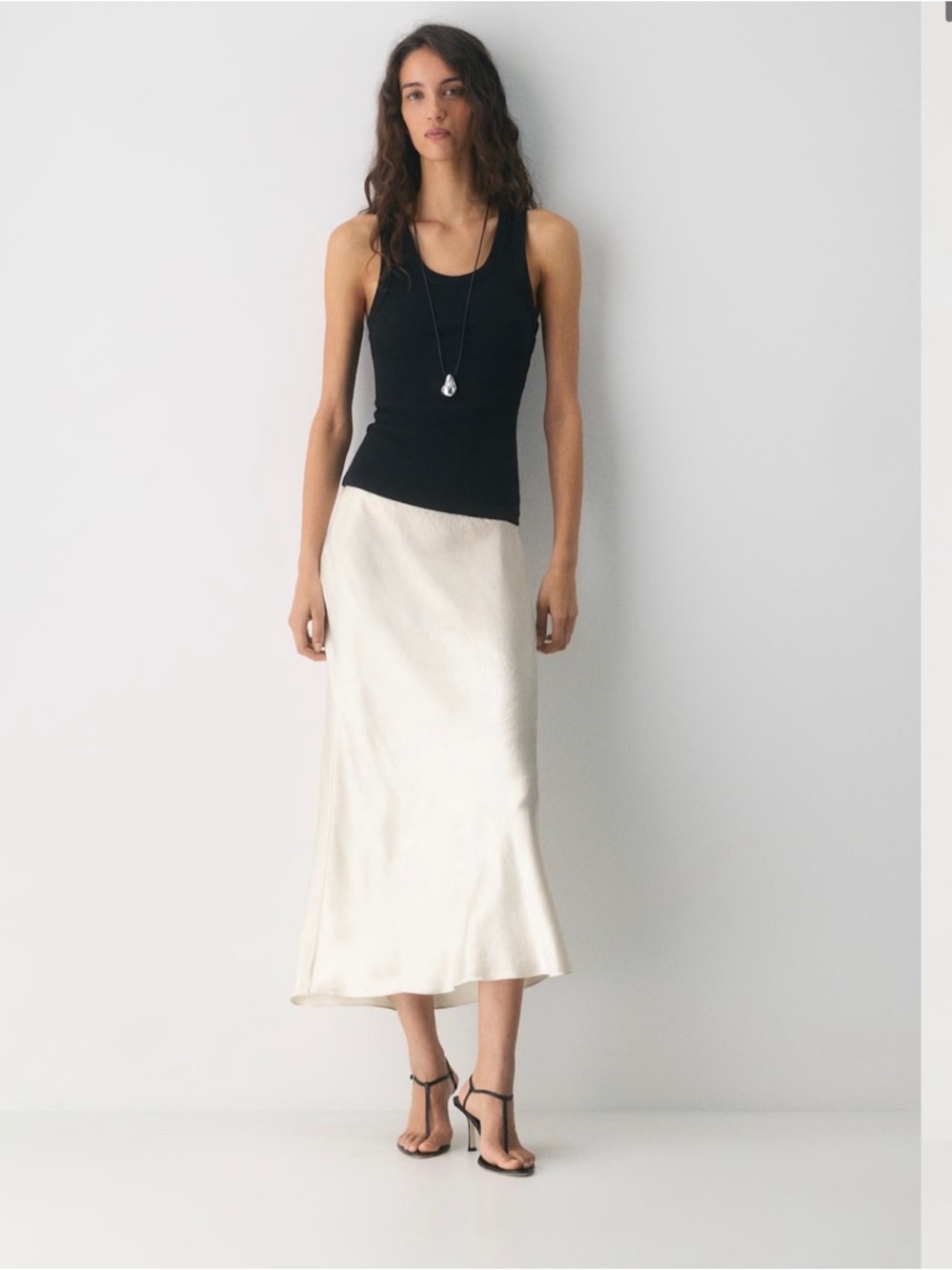 NWT Aritzia Babaton Linen Cream Bias-Cut Midi Skirt